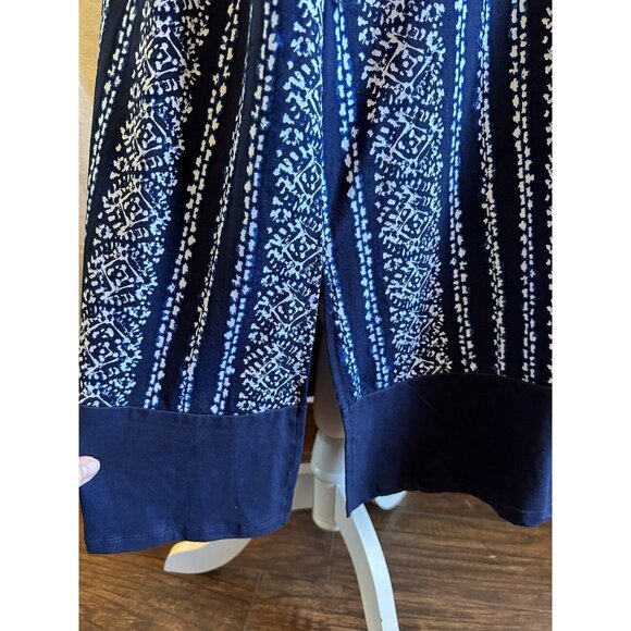 Cuddl Duds Sz Large Maxi Dress Navy Print Short Sleeve - Picture 3 of 9